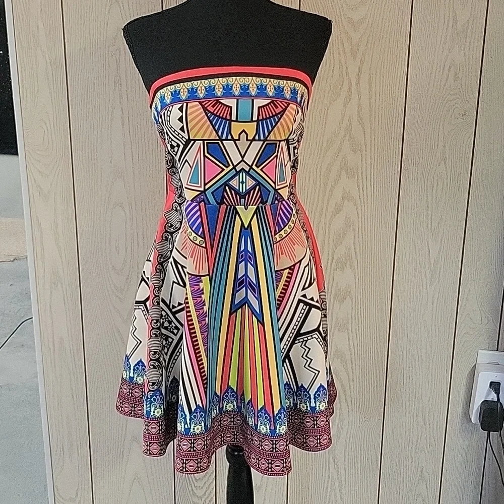 Colorful strapless dress - Picture 1 of 6
